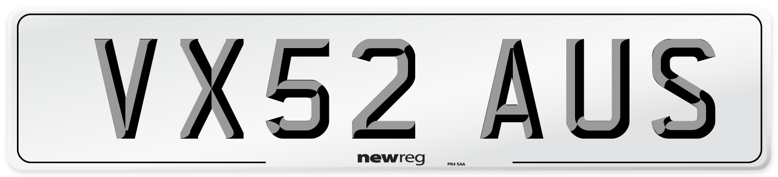 VX52 AUS Number Plate from New Reg